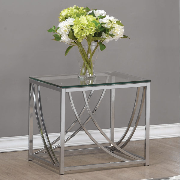 Orren Ellis Aliaksej Glass Top Frame End Table Wayfair